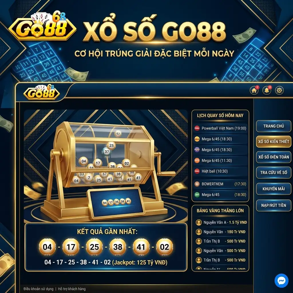 Sảnh xổ số trực tuyến và lô đề siêu tốc trả thưởng tự động Go88